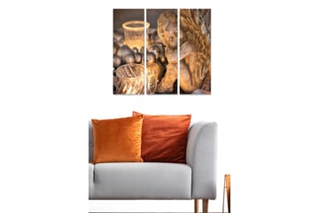 Canvastavla i trä 3-delar 50x70 cm - Skulptur av en ängel i mjuka toner - Guld / Brun / Grå - Inredning - Tavlor & posters - Canvastavla