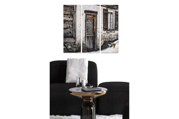 Canvastavla i trä 3-delar 50x70 cm - Sliten dörr med rustik charm - Grå / Brun / Vit - Inredning - Tavlor & posters - Canvastavla