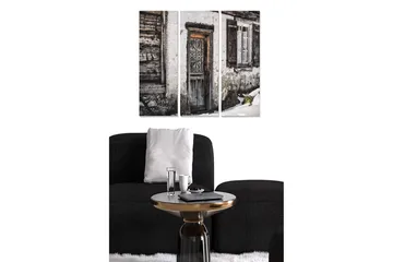 Canvastavla i trä 3-delar 50x70 cm - Sliten dörr med rustik charm - Grå / Brun / Vit - Inredning - Tavlor & posters - Canvastavla