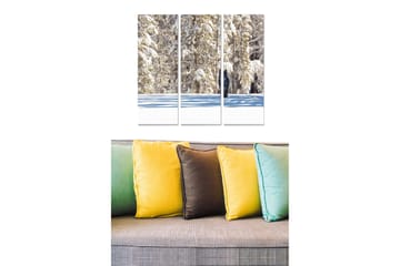 Canvastavla i trä 3-delar 50x70 cm - Snöklädda träd i en vinterlandskapsscen - Vit / Blå / Grön - Inredning - Tavlor & posters - Canvastavla