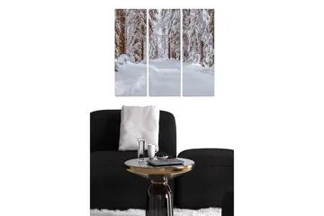 Canvastavla i trä 3-delar 50x70 cm - Snötäckt skogsväg omgiven av vinterlandskap - Vit / Brun - Inredning - Tavlor & posters - Canvastavla