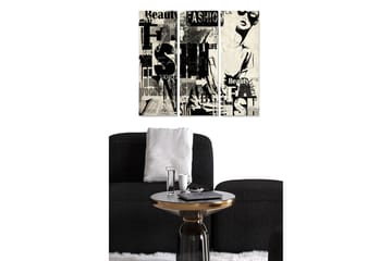 Canvastavla i trä 3-delar 50x70 cm - Stiliserad kvinna med mode- och skönhetsmotiv - Svart / Vit / Grå - Inredning - Tavlor & posters - Canvastavla