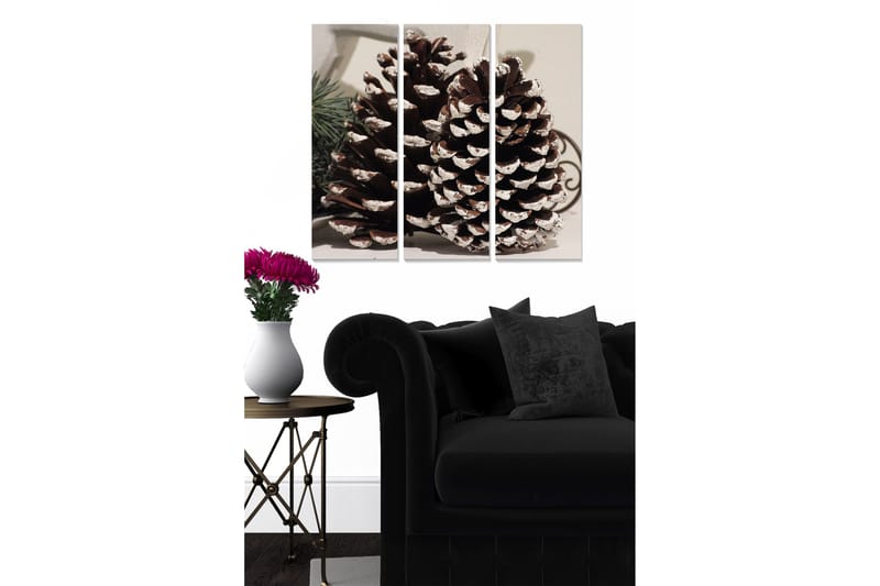 Canvastavla i trä 3-delar 50x70 cm - Stora kottar med snöiga toppar, Brun / Vit / Grön