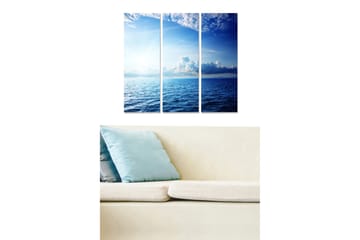 Canvastavla i trä 3-delar 50x70 cm - Storslagen havsutsikt med klara blå nyanser - Blå / Himmelsblå / Turkos - Inredning - Tavlor & posters - Canvastavla