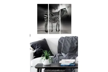 Canvastavla i trä 3-delar 50x70 cm - Svartvit zebra med dramatiska skuggor - Svart / Vit - Inredning - Tavlor & posters - Canvastavla