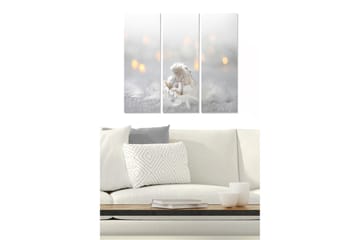 Canvastavla i trä 3-delar 50x70 cm - Vacker ängel som håller ett barn i en drömmande miljö - Vit / Grå / Guld - Inredning - Tavlor & posters - Canvastavla