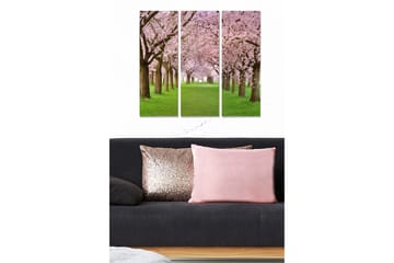 Canvastavla i trä 3-delar 50x70 cm - Vacker allé av körsbärsträd i blomning - Rosa / Grön / Brun - Inredning - Tavlor & posters - Canvastavla
