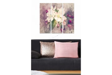Canvastavla i trä 3-delar 50x70 cm - Vacker bukett av vita blommor med inslag av rosa knoppar - Vit / Rosa / Grön - Inredning - Tavlor & posters - Canvastavla
