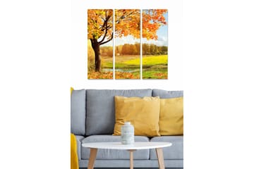 Canvastavla i trä 3-delar 50x70 cm - Vacker höstlandskap med ett stort träd och färgglada löv - Orange / Grön / Gul - Inredning - Tavlor & posters - Canvastavla