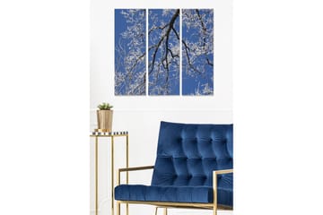 Canvastavla i trä 3-delar 50x70 cm - Vinterlandskap med frostiga grenar mot en klar blå himmel - Blå / Vit - Inredning - Tavlor & posters - Canvastavla