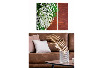 Canvastavla i trä 3-delar 50x70 cm - Vitsippor i en grön omgivning - Vit / Grön / Brun - Inredning - Tavlor & posters - Canvastavla