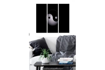 Canvastavla i trä 3-delar 50x70 cm - Yin och Yang-symbol i minimalistisk stil - Svart / Vit / Grå - Inredning - Tavlor & posters - Canvastavla