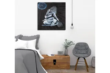 Canvastavla - Intim scen med två nakna figurer i en komplex position - Mörkblå / Ljusblå / Svart - Inredning - Tavlor & posters - Canvastavla