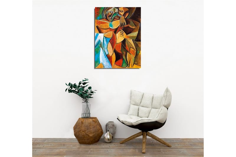 Canvastavla - Intimt par i en omfamnande gest - Brunt / Grönt / Blått - Inredning - Tavlor & posters - Canvastavla