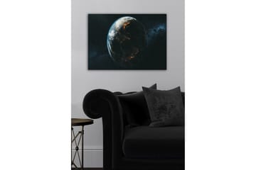 Canvastavla - Jorden sedd från rymden med ljus som markerar städerna - Blå / Grön / Svart - Inredning - Tavlor & posters - Canvastavla