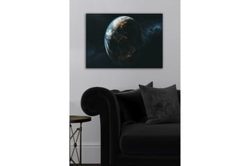 Canvastavla - Jorden sedd från rymden med ljus som markerar städerna - Blå / Grön / Svart - Inredning - Tavlor & posters - Canvastavla
