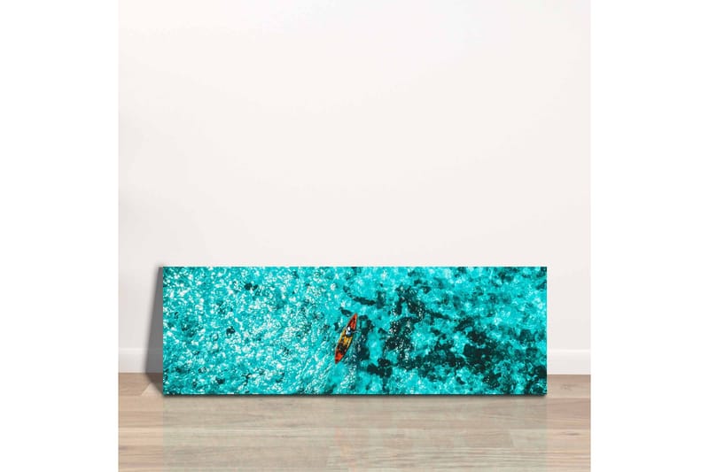 Canvastavla - Kajak som paddlar genom klart turkost vatten - Turkos / Svart / Orange - Inredning - Tavlor & posters - Canvastavla