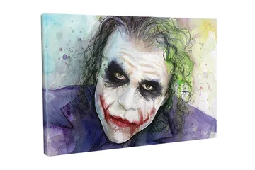 Canvastavla - Karaktärsbild av en joker med dramatiskt smink och uttrycksfulla ögon - Lila / Grön / Vit - Inredning - Tavlor & posters - Canvastavla