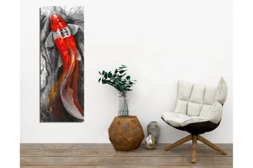 Canvastavla - Karp med starkt röd färg simmande i en dämpad miljö - Röd / Svart / Grå - Inredning - Tavlor & posters - Canvastavla