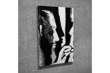 Canvastavla - Kontrastfylld porträtt av två ansikten i dialog - Svart / Vitt - Inredning - Tavlor & posters - Canvastavla