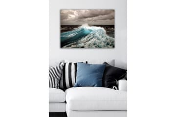 Canvastavla - Kraftfull våg som bryter mot ytan - Turkos / Mörkblå / Grå - Inredning - Tavlor & posters - Canvastavla