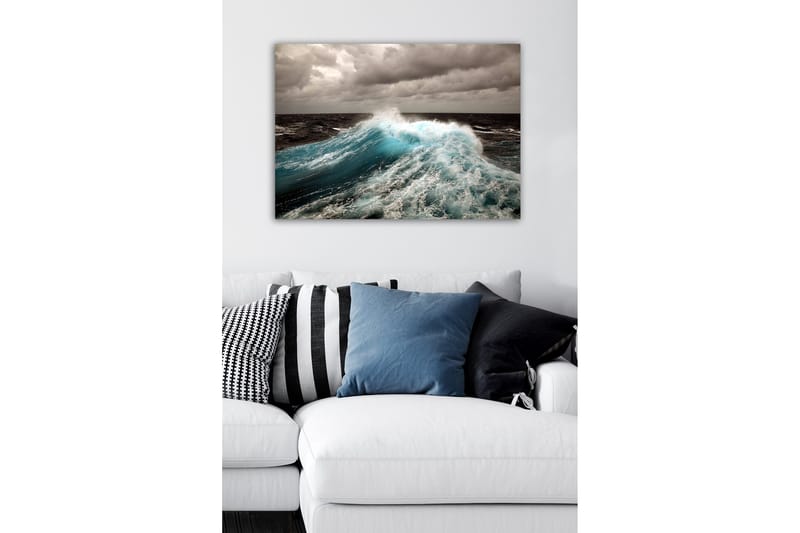 Canvastavla - Kraftfull våg som bryter mot ytan - Turkos / Mörkblå / Grå - Inredning - Tavlor & posters - Canvastavla