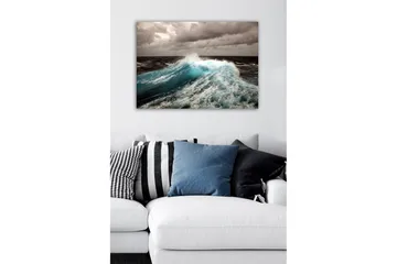 Canvastavla - Kraftfull våg som bryter mot ytan - Turkos / Mörkblå / Grå - Inredning - Tavlor & posters - Canvastavla