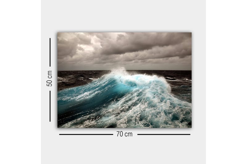 Canvastavla - Kraftfull våg som bryter mot ytan - Turkos / Mörkblå / Grå - Inredning - Tavlor & posters - Canvastavla