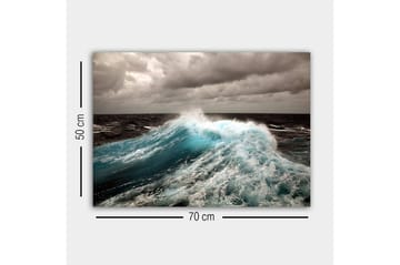 Canvastavla - Kraftfull våg som bryter mot ytan - Turkos / Mörkblå / Grå - Inredning - Tavlor & posters - Canvastavla