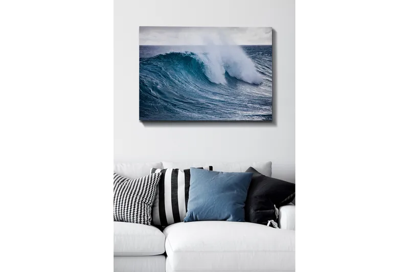 Canvastavla - Kraftfull våg som bryter mot ytan - Turkos / Mörkblå / Vit - Inredning - Tavlor & posters - Canvastavla