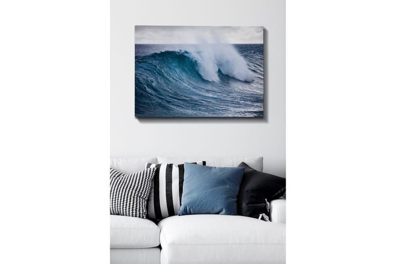 Canvastavla - Kraftfull våg som bryter mot ytan - Turkos / Mörkblå / Vit - Inredning - Tavlor & posters - Canvastavla