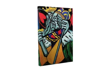 Canvastavla - Kunglig figur med en sorgsen uttryck och detaljerad krona - Grön / Röd / Blå - Inredning - Tavlor & posters - Canvastavla