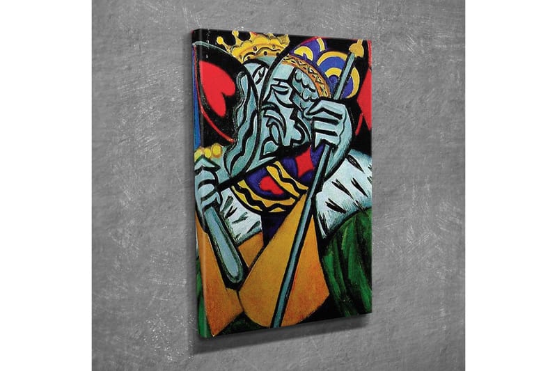 Canvastavla - Kunglig figur med en sorgsen uttryck och detaljerad krona - Grön / Röd / Blå - Inredning - Tavlor & posters - Canvastavla