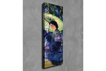 Canvastavla - Kvinna med parasoll i en grönskande omgivning - Mörkblå / Grön / Svart - Inredning - Tavlor & posters - Canvastavla