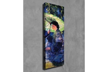 Canvastavla - Kvinna med parasoll i en grönskande omgivning - Mörkblå / Grön / Svart - Inredning - Tavlor & posters - Canvastavla