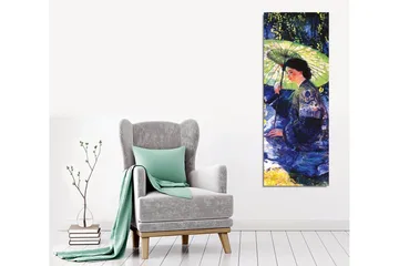 Canvastavla - Kvinna med parasoll i en grönskande omgivning - Mörkblå / Grön / Svart - Inredning - Tavlor & posters - Canvastavla