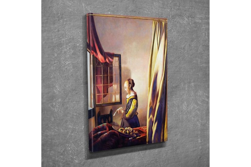 Canvastavla - Kvinna vid fönstret i ett inbjudande rum - Gult / Rödbrunt / Beige - Inredning - Tavlor & posters - Canvastavla