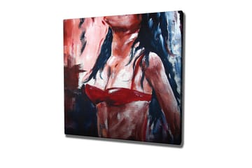 Canvastavla - Kvinnlig figur i röd bikini med mörkt hår - Röd / Svart / Hudton - Inredning - Tavlor & posters - Canvastavla