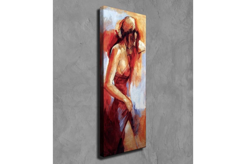 Canvastavla - Kvinnlig figur i röd klänning med mjuka penseldrag - Röd / Beige / Vit - Inredning - Tavlor & posters - Canvastavla