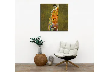 Canvastavla - Kvinnlig figur med färgglad klänning dekorerad med cirklar och blommor - Röd / Gul / Grön - Inredning - Tavlor & posters - Canvastavla