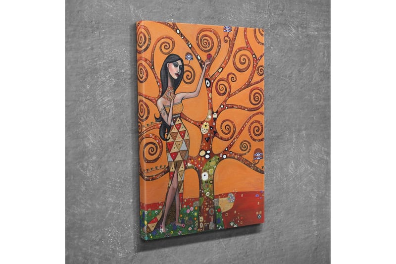 Canvastavla - Kvinnlig figur omgiven av snurrande trädgrenar - Orange / Grön / Röd - Inredning - Tavlor & posters - Canvastavla