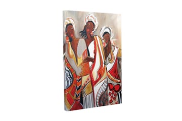 Canvastavla - Kvinnor i färgglada traditionella kläder - Röd / Beige / Svart - Inredning - Tavlor & posters - Canvastavla