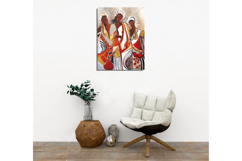 Canvastavla - Kvinnor i färgglada traditionella kläder - Röd / Beige / Svart - Inredning - Tavlor & posters - Canvastavla