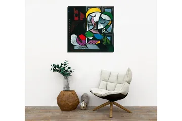 Canvastavla - Kysande par i en abstrakt stil - Grön / Gul / Lila - Inredning - Tavlor & posters - Canvastavla