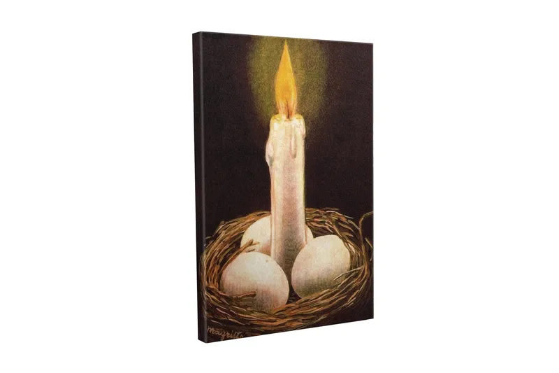 Canvastavla - Ljusnande ljus i ett bo med ägg, Vit / Brun / Gul