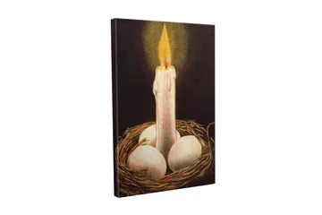 Canvastavla - Ljusnande ljus i ett bo med ägg - Vit / Brun / Gul - Inredning - Tavlor & posters - Canvastavla