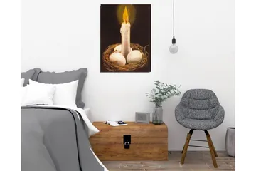 Canvastavla - Ljusnande ljus i ett bo med ägg - Vit / Brun / Gul - Inredning - Tavlor & posters - Canvastavla