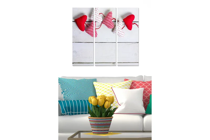 Canvastavla Love 3-pack Flerfärgad, 20x50 cm