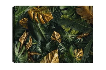 Canvastavla - Lummig samling av tropiska bladverk - Mörkgrön / Guld / Ljusgrön - Inredning - Tavlor & posters - Canvastavla