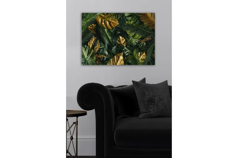 Canvastavla - Lummig samling av tropiska bladverk - Mörkgrön / Guld / Ljusgrön - Inredning - Tavlor & posters - Canvastavla